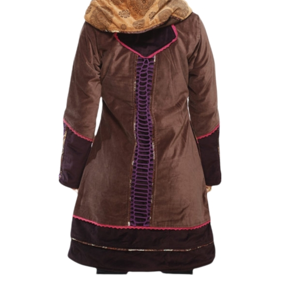 ❤New! Mongolian Boho Hippie Handmade Velvet Coat- Size XL - Picture 3 of 4